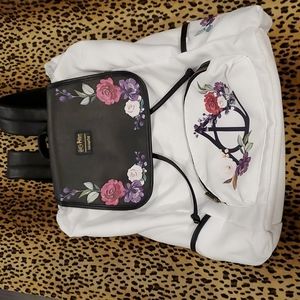 Harry Potter Loungefly Deathly Halllows Floral Slouchy Large Backpack